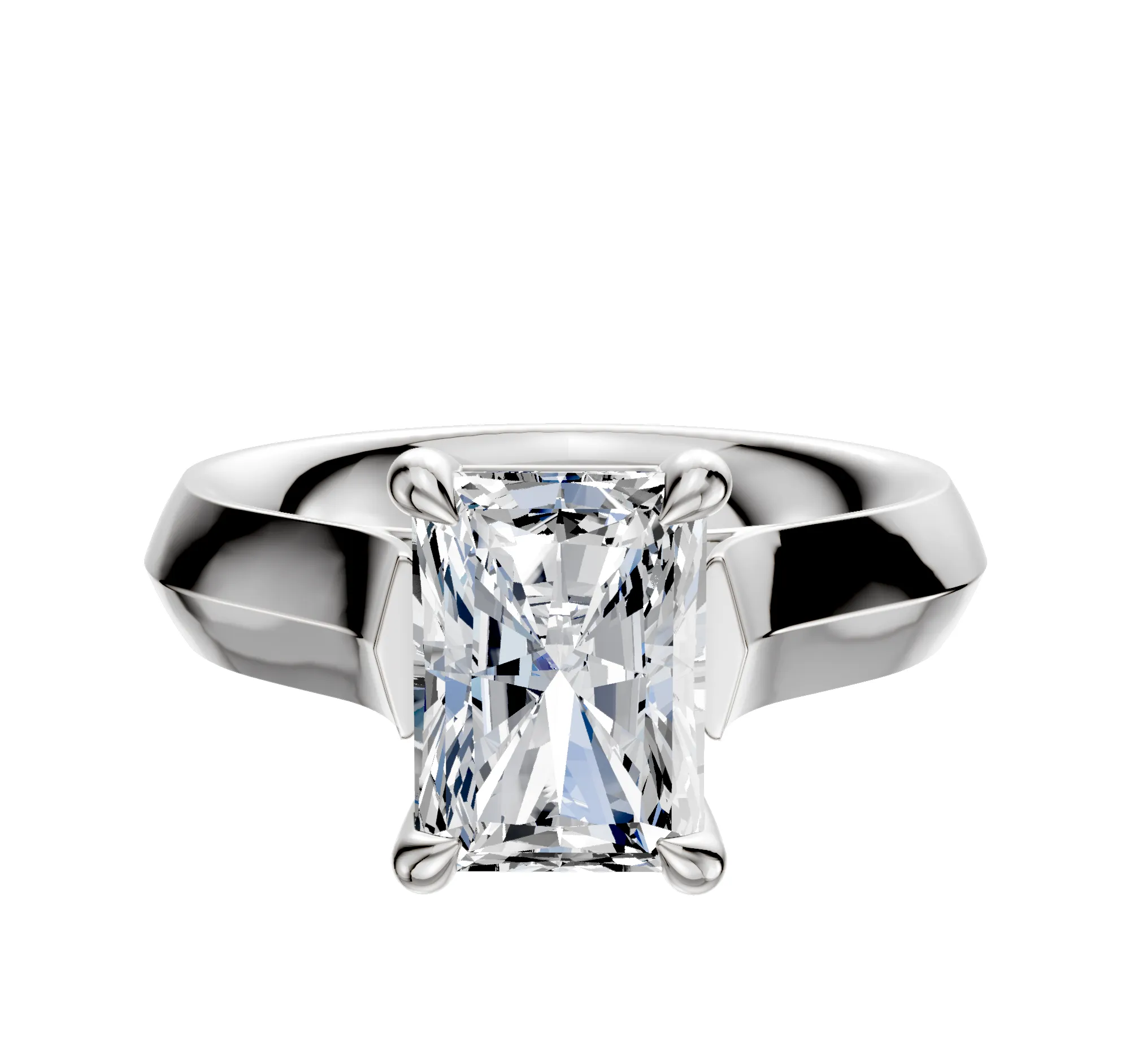 Platinum 4 Prong Basket Cathedral Knife Edge 4.0mm Engagement Ring sold by Promise By Effy