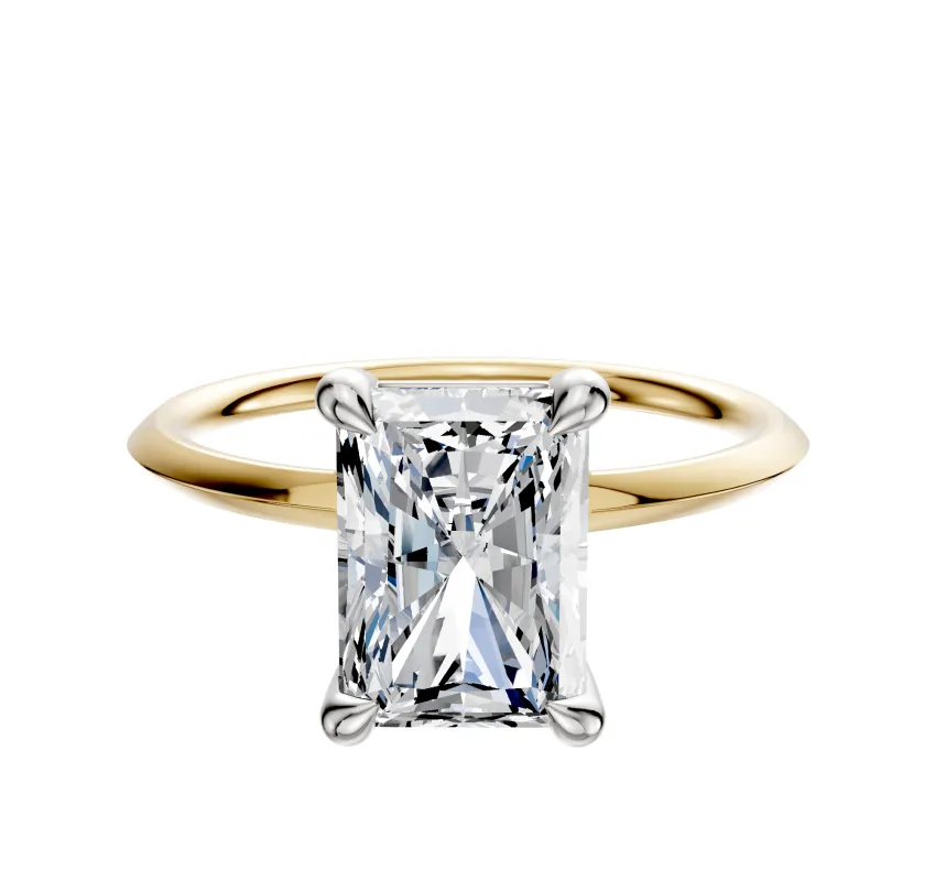 14K Two Tone 4 Prong Basket Classic Knife Edge 1.5mm Engagement Ring sold by Promise By Effy