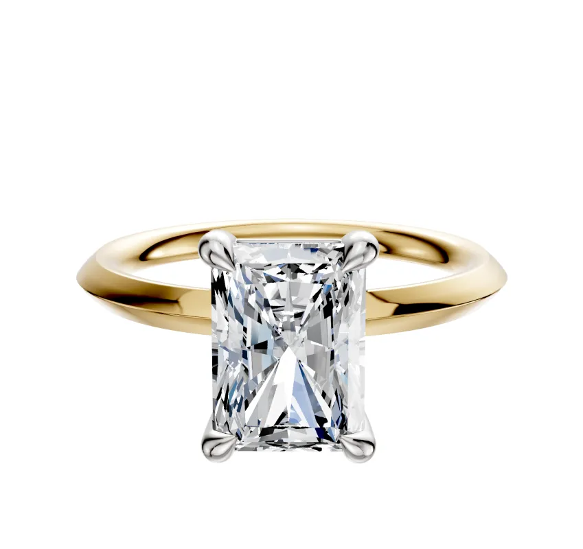 18K Two Tone 4 Prong Basket Classic Knife Edge 2.0mm Engagement Ring sold by Promise By Effy