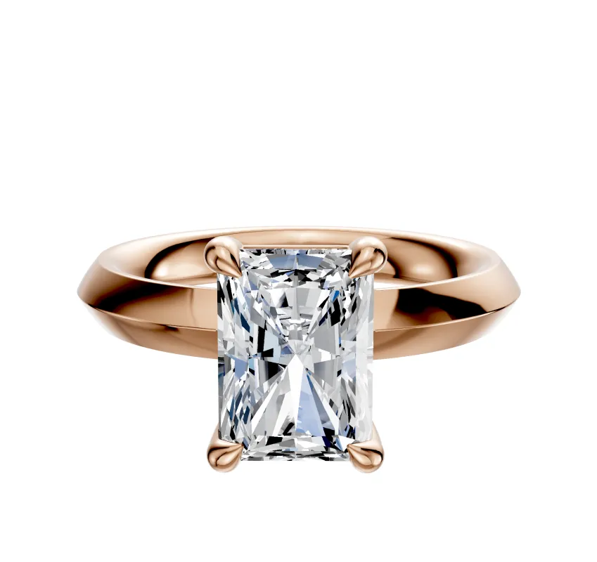 18K Rose Gold 4 Prong Basket Classic Knife Edge 3.0mm Engagement Ring sold by Promise By Effy