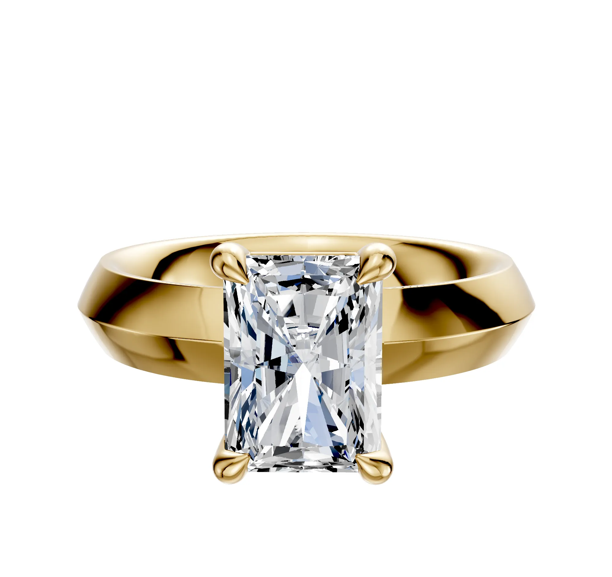 18K Yellow Gold 4 Prong Basket Classic Knife Edge 4.0mm Engagement Ring sold by Promise By Effy