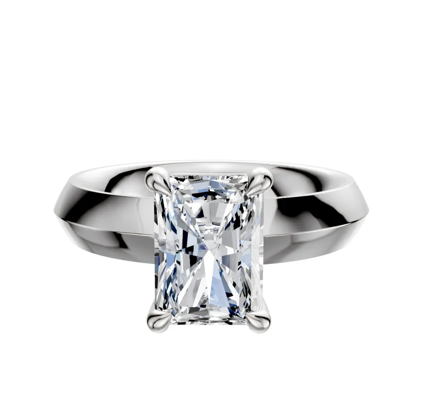 18K White Gold 4 Prong Basket Classic Knife Edge 4.0mm Engagement Ring sold by Promise By Effy