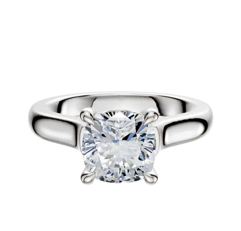 14K White Gold 4 Prong Basket Cathedral Dome 3.0mm Engagement Ring sold by Promise By Effy