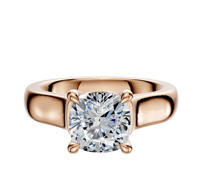 14K Rose Gold 4 Prong Basket Cathedral Dome 4.0mm Engagement Ring sold by Promise By Effy