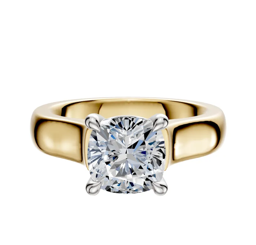 18K Two Tone 4 Prong Basket Cathedral Dome 4.0mm Engagement Ring sold by Promise By Effy