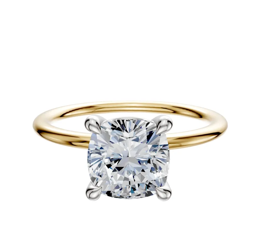 18K Two Tone 4 Prong Basket Classic Dome 1.5mm Engagement Ring sold by Promise By Effy