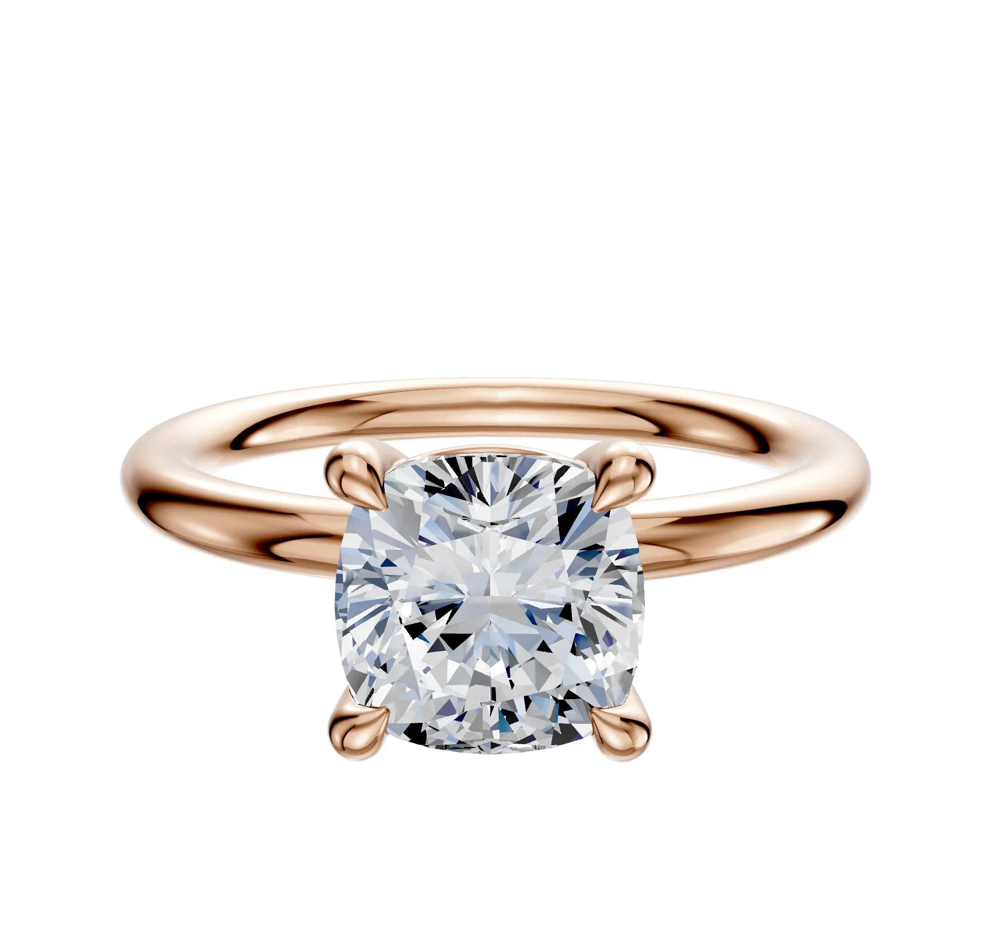 14K Rose Gold 4 Prong Basket Classic Dome 2.0mm Engagement Ring sold by Promise By Effy