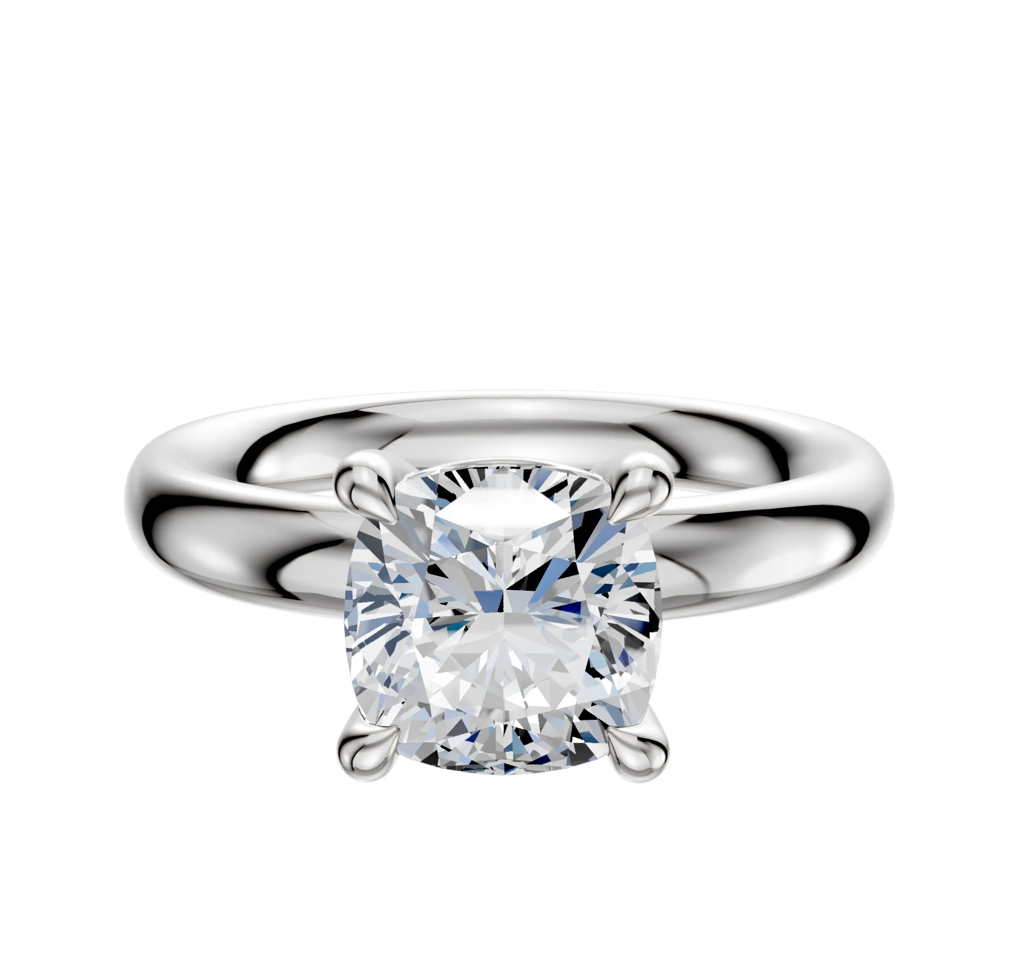 14K White Gold 4 Prong Basket Classic Dome 3.0mm Engagement Ring sold by Promise By Effy