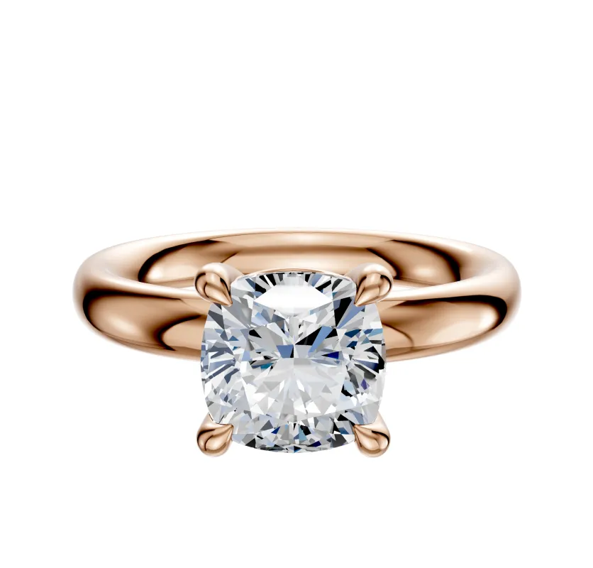 14K Rose Gold 4 Prong Basket Classic Dome 3.0mm Engagement Ring sold by Promise By Effy