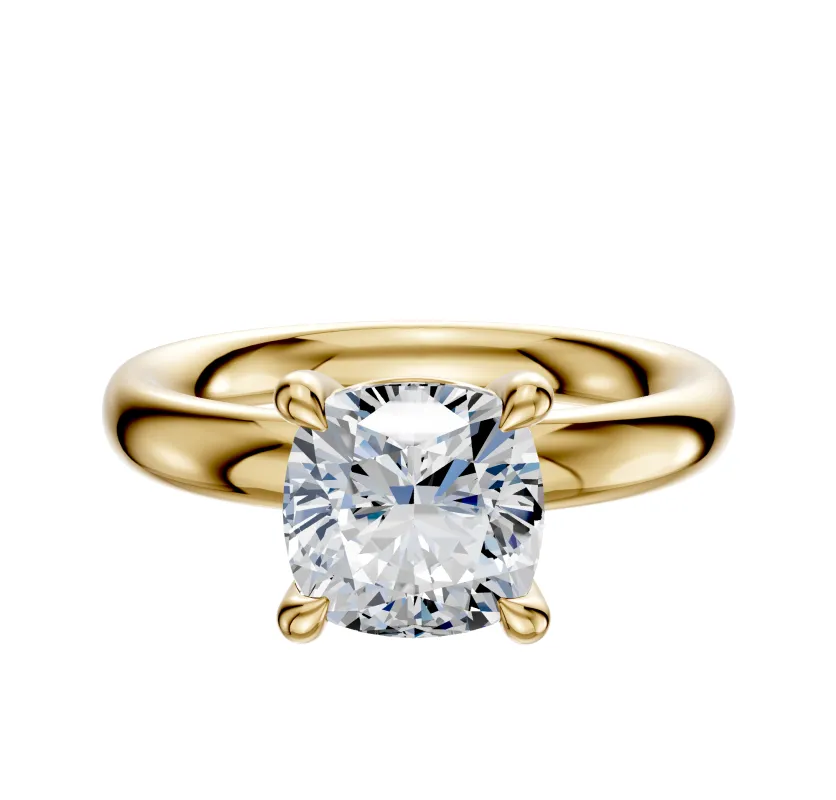 14K Yellow Gold 4 Prong Basket Classic Dome 3.0mm Engagement Ring sold by Promise By Effy