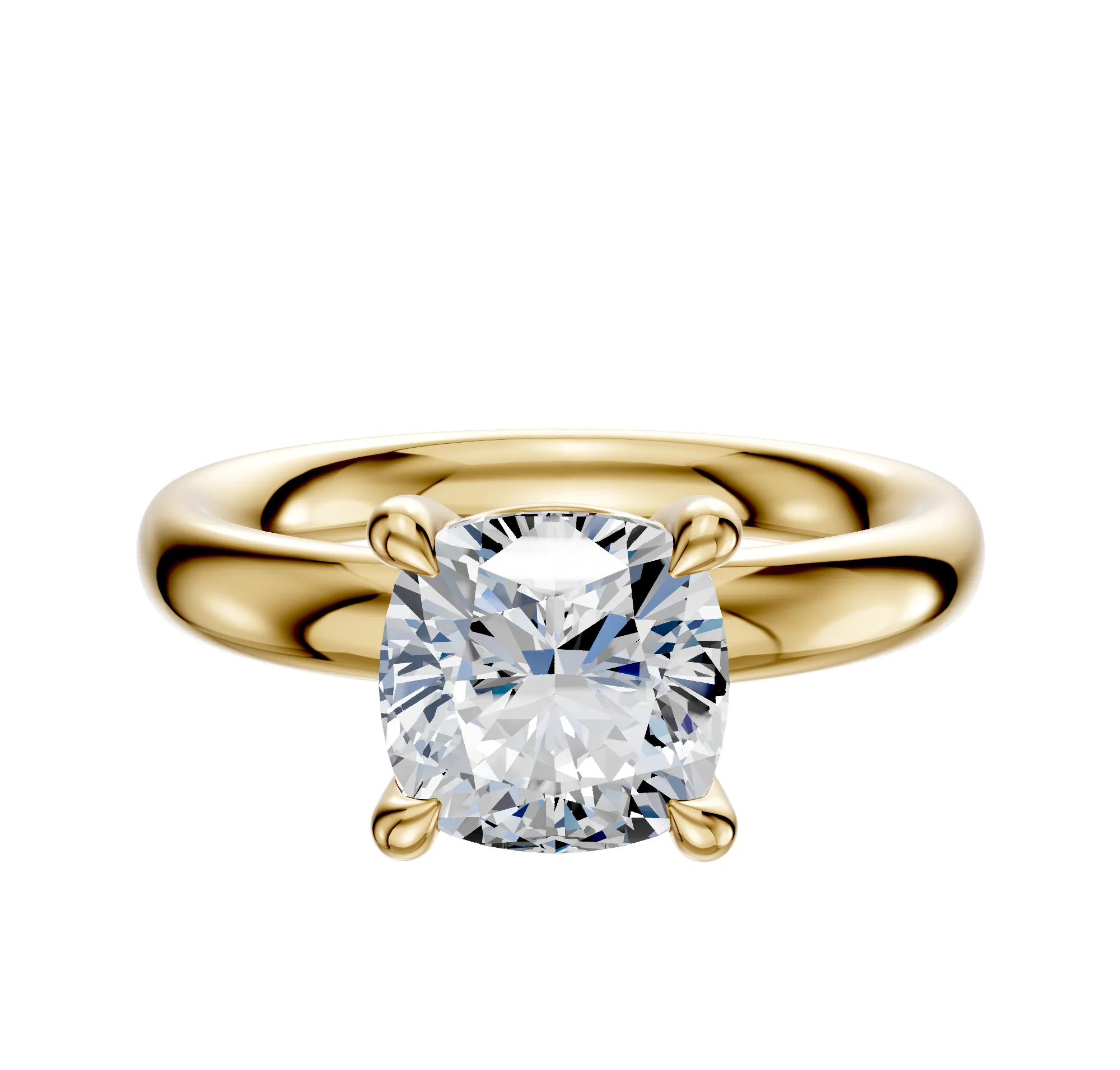 14K Yellow Gold 4 Prong Basket Classic Dome 3.0mm Engagement Ring sold by Promise By Effy