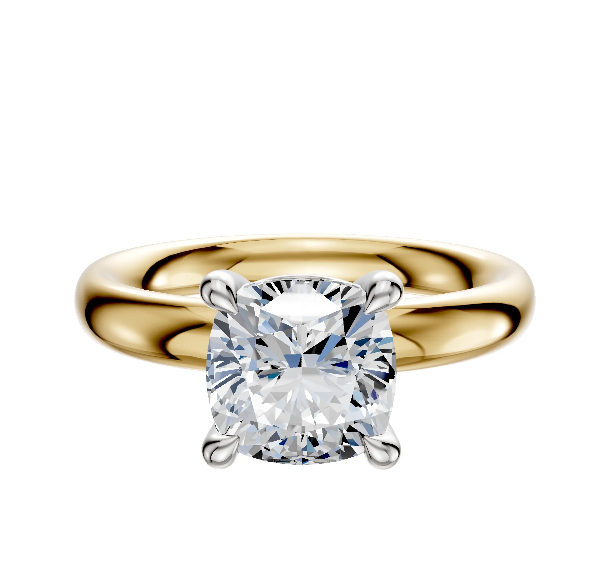18K Two Tone 4 Prong Basket Classic Dome 3.0mm Engagement Ring sold by Promise By Effy