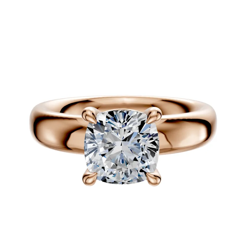 14K Rose Gold 4 Prong Basket Classic Dome 4.0mm Engagement Ring sold by Promise By Effy
