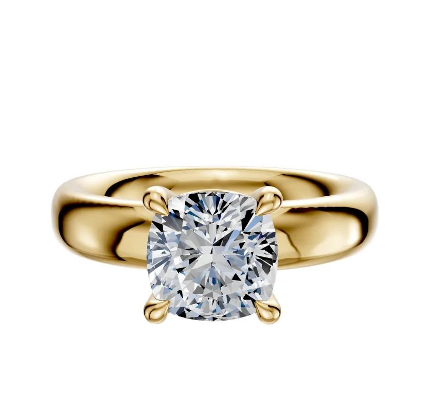 18K Yellow Gold 4 Prong Basket Classic Dome 4.0mm Engagement Ring sold by Promise By Effy