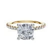 14K Two Tone 4 Prong Basket Classic Dome 1-Row-Pave 2.5mm Engagement Ring sold by Promise By Effy