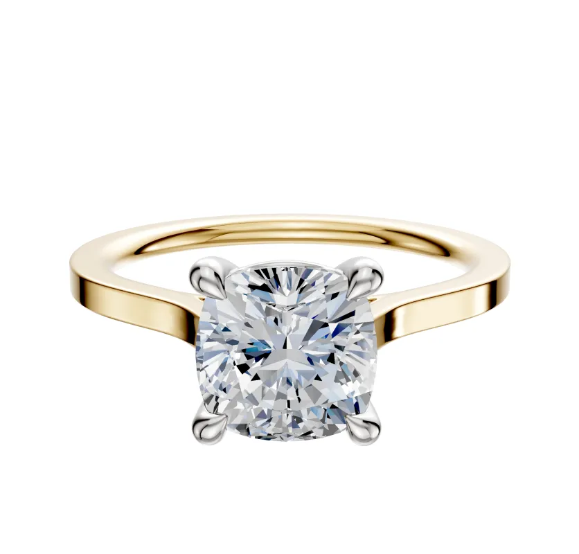 14K Two Tone 4 Prong Basket Cathedral Flat 1.5mm Engagement Ring sold by Promise By Effy