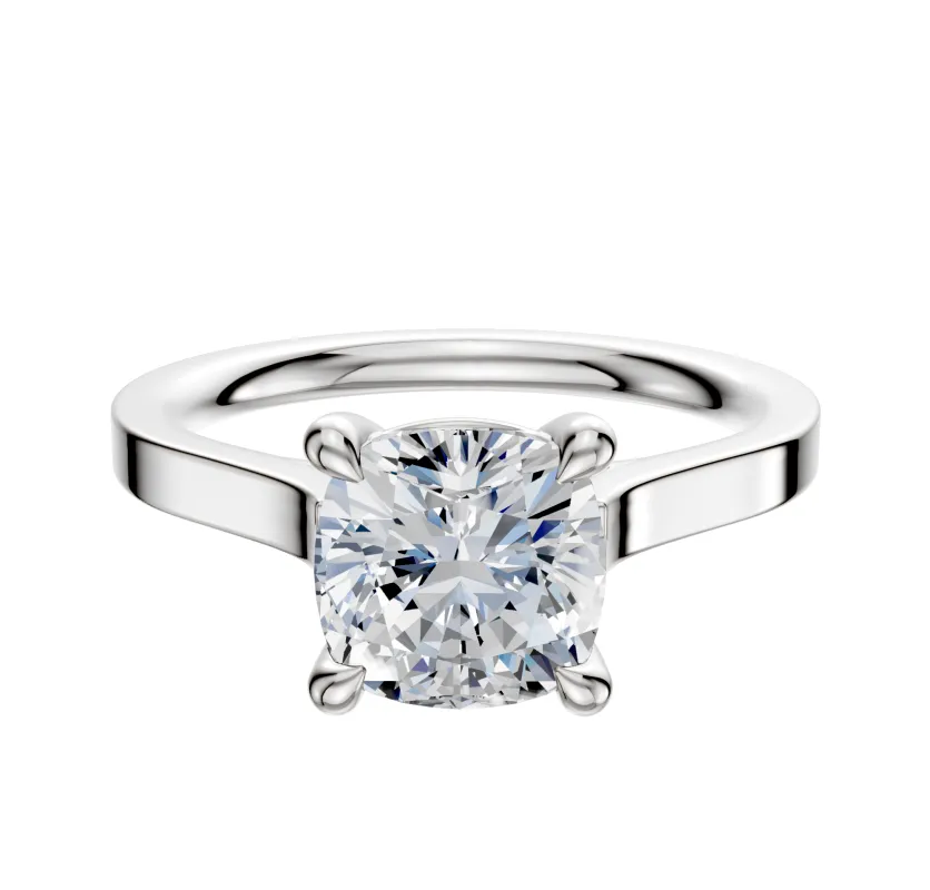 14K White Gold 4 Prong Basket Cathedral Flat 2.0mm Engagement Ring sold by Promise By Effy