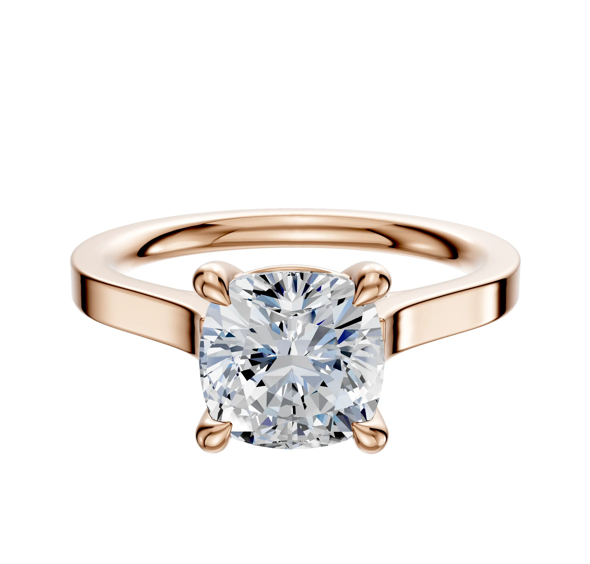 14K Rose Gold 4 Prong Basket Cathedral Flat 2.0mm Engagement Ring sold by Promise By Effy