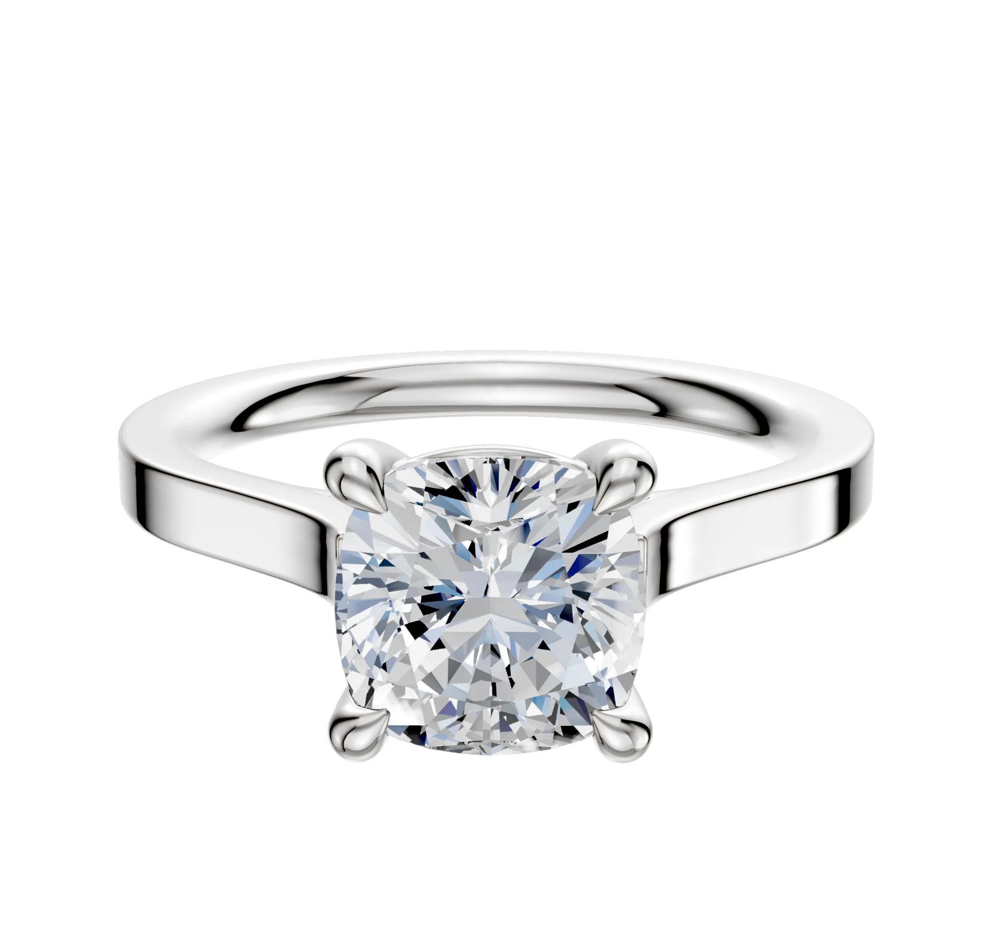 18K White Gold 4 Prong Basket Cathedral Flat 2.0mm Engagement Ring sold by Promise By Effy