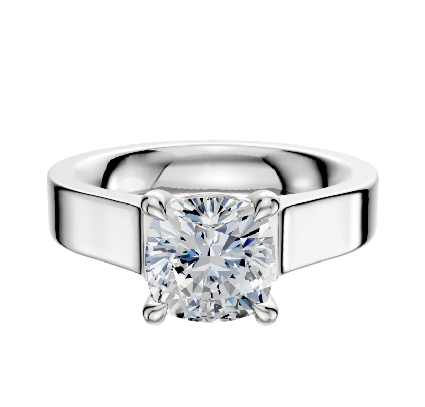 14K White Gold 4 Prong Basket Cathedral Flat 4.0mm Engagement Ring sold by Promise By Effy