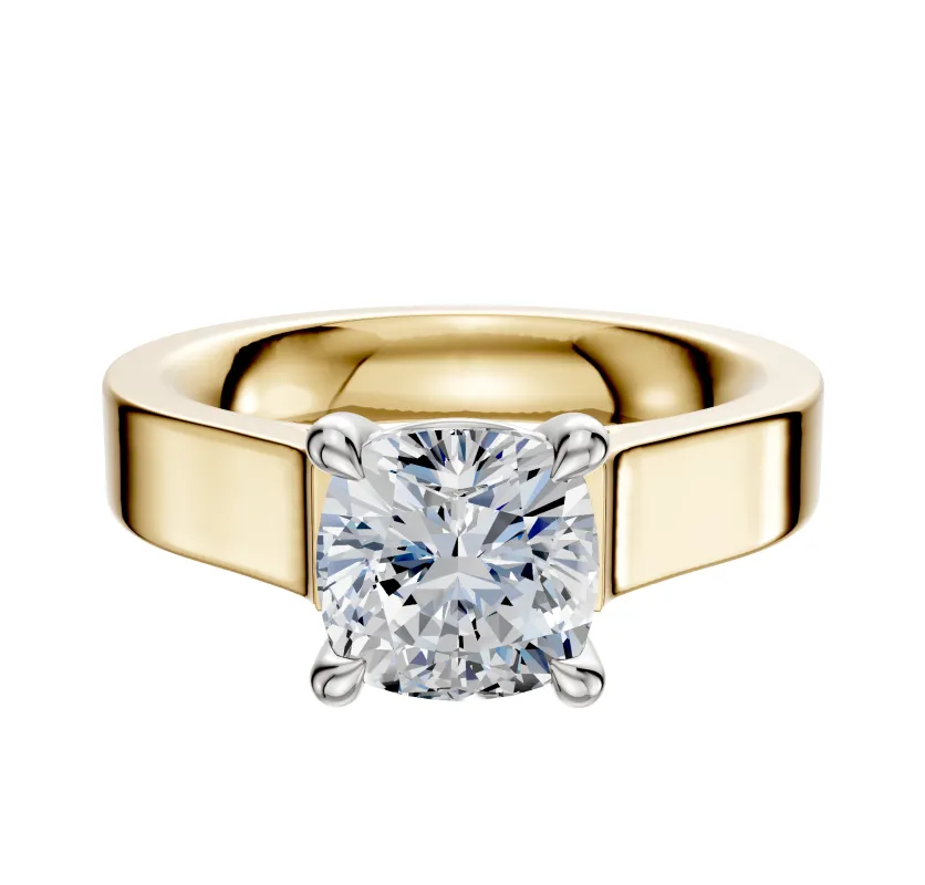 14K Two Tone 4 Prong Basket Cathedral Flat 4.0mm Engagement Ring sold by Promise By Effy