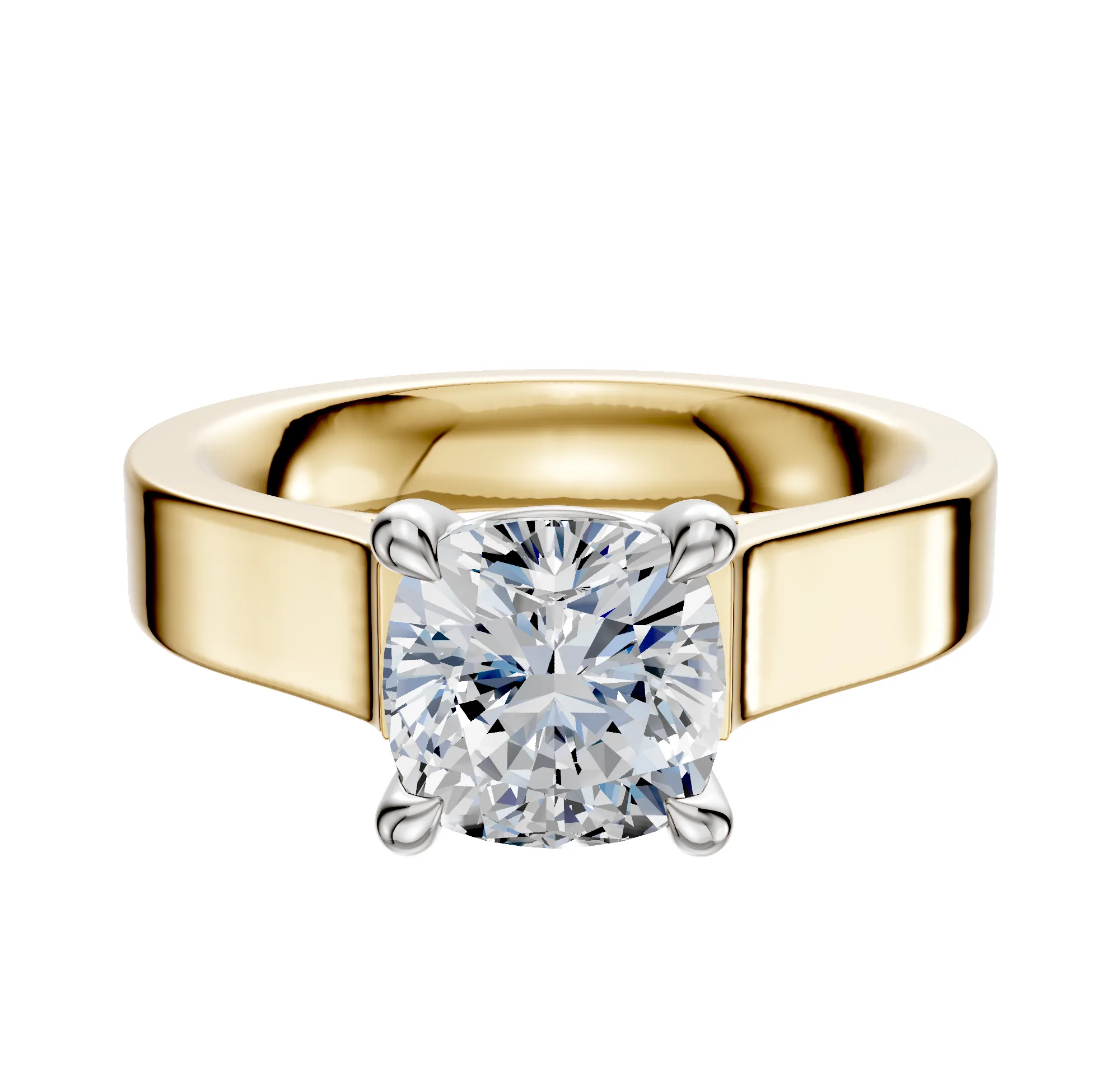 18K Two Tone 4 Prong Basket Cathedral Flat 4.0mm Engagement Ring sold by Promise By Effy