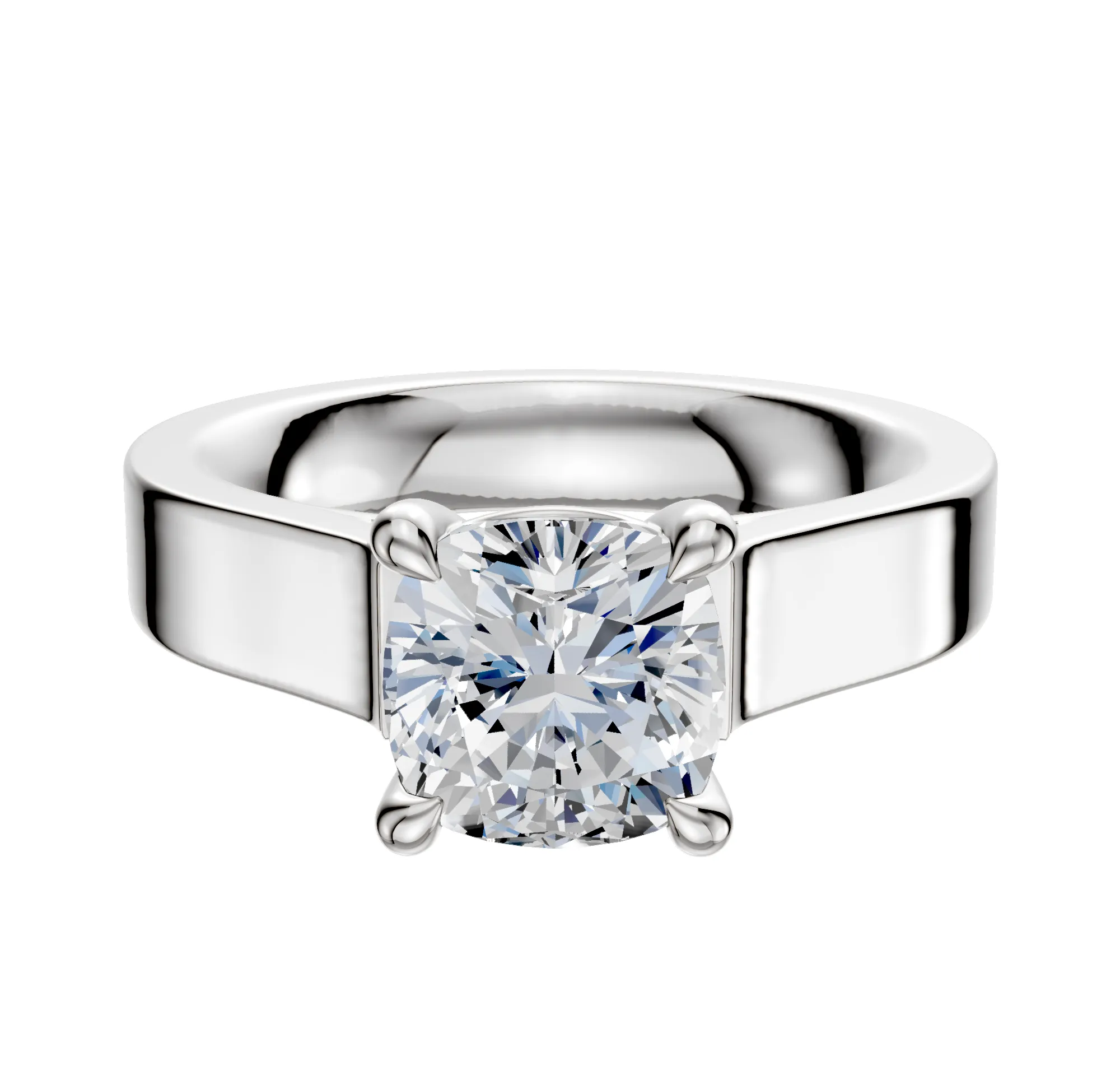 Platinum 4 Prong Basket Cathedral Flat 4.0mm Engagement Ring sold by Promise By Effy