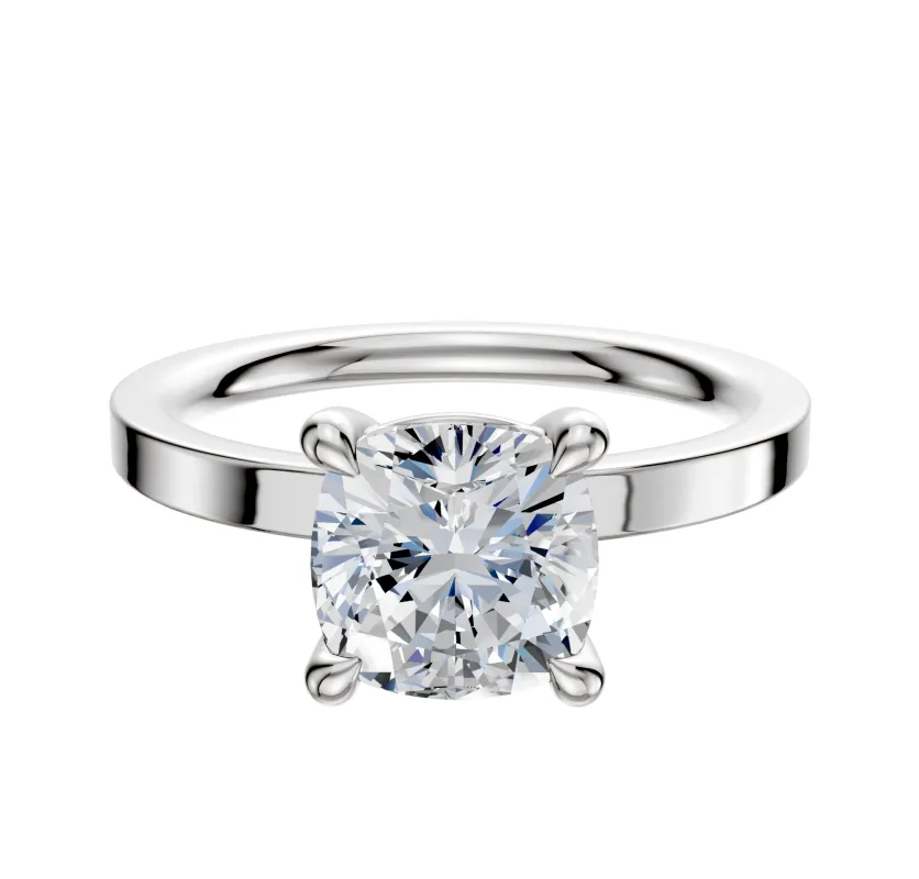 Platinum 4 Prong Basket Classic Flat 2.0mm Engagement Ring sold by Promise By Effy