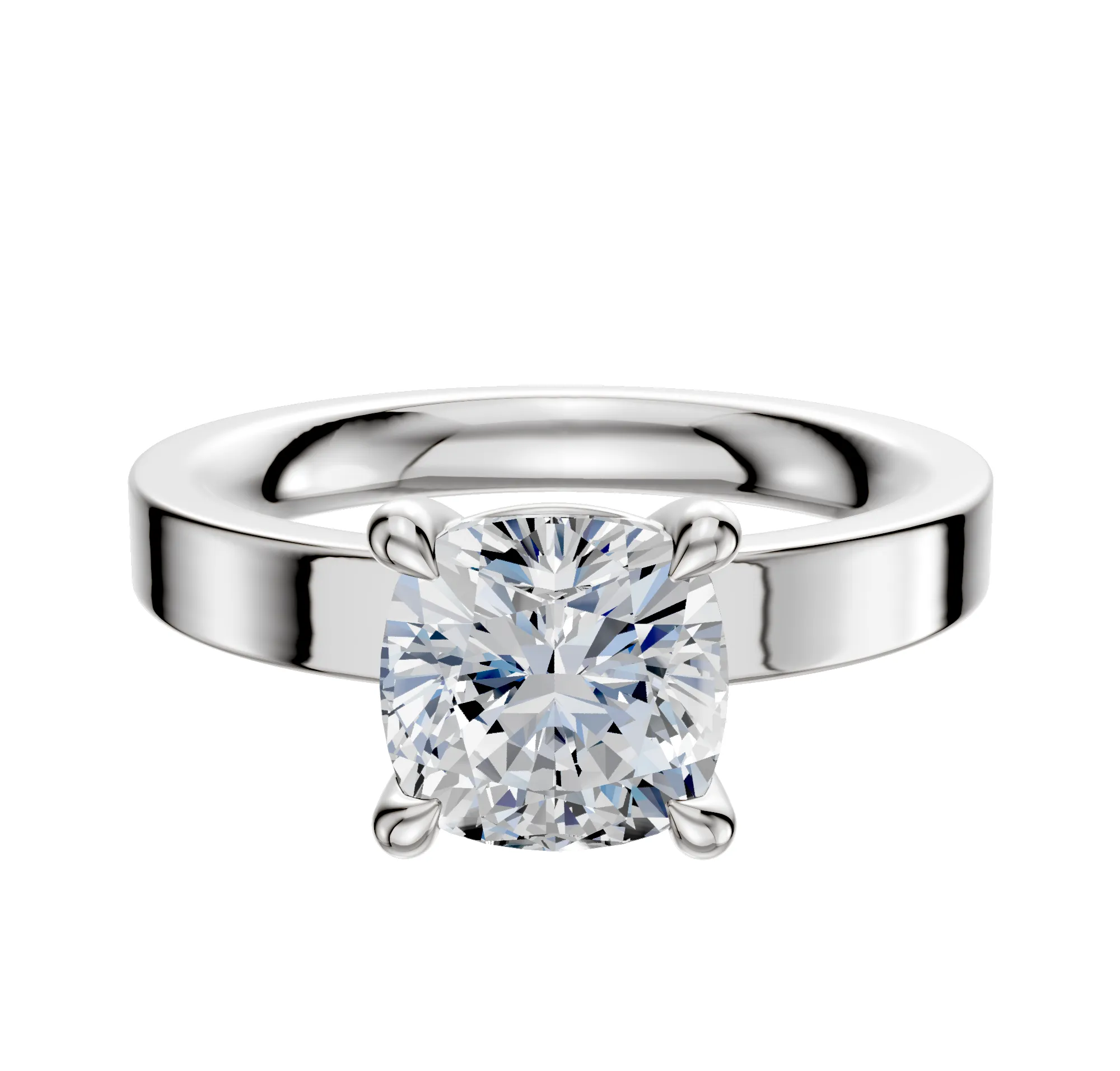 18K White Gold 4 Prong Basket Classic Flat 3.0mm Engagement Ring sold by Promise By Effy