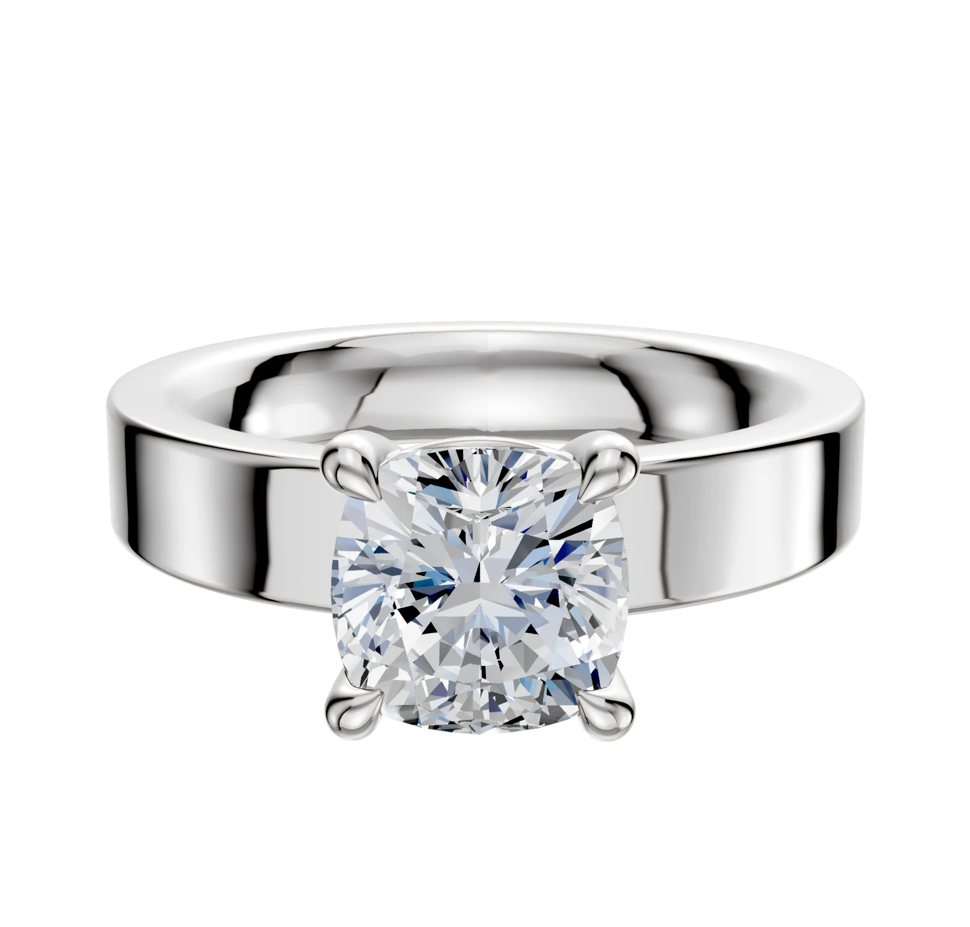 Platinum 4 Prong Basket Classic Flat 4.0mm Engagement Ring sold by Promise By Effy