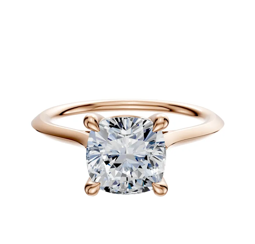 14K Rose Gold 4 Prong Basket Cathedral Knife Edge 1.5mm Engagement Ring sold by Promise By Effy