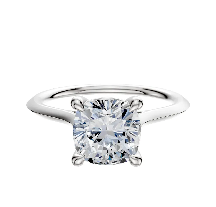 18K White Gold 4 Prong Basket Cathedral Knife Edge 1.5mm Engagement Ring sold by Promise By Effy