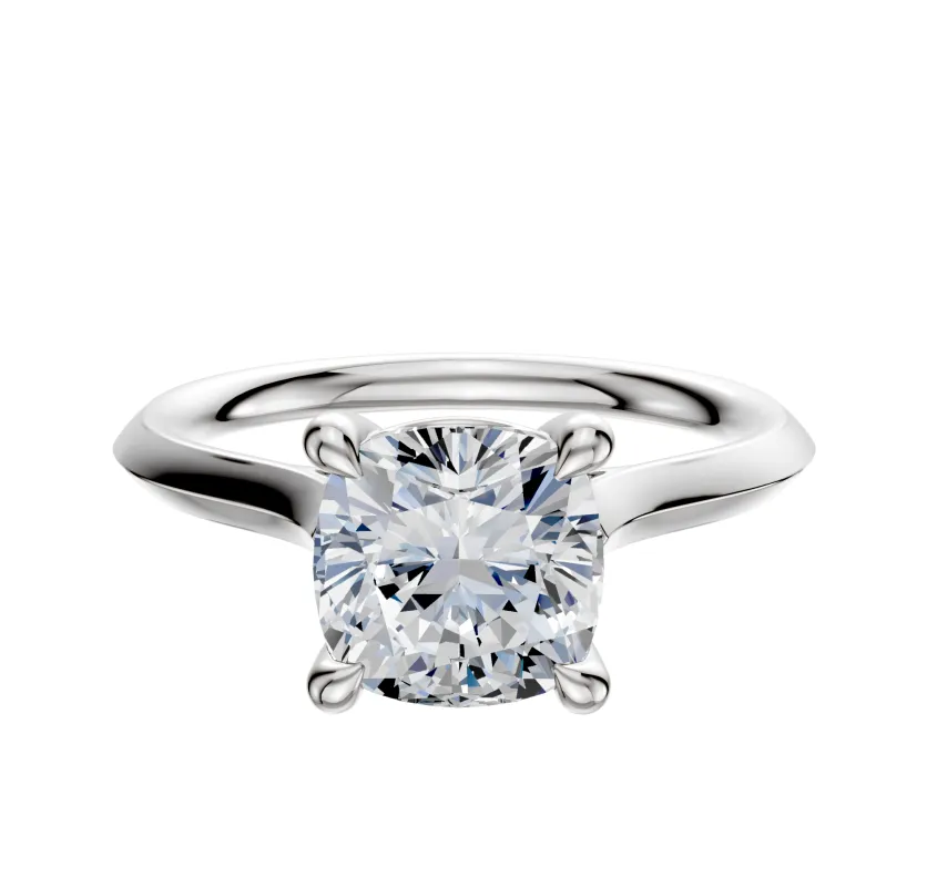 14K White Gold 4 Prong Basket Cathedral Knife Edge 2.0mm Engagement Ring sold by Promise By Effy