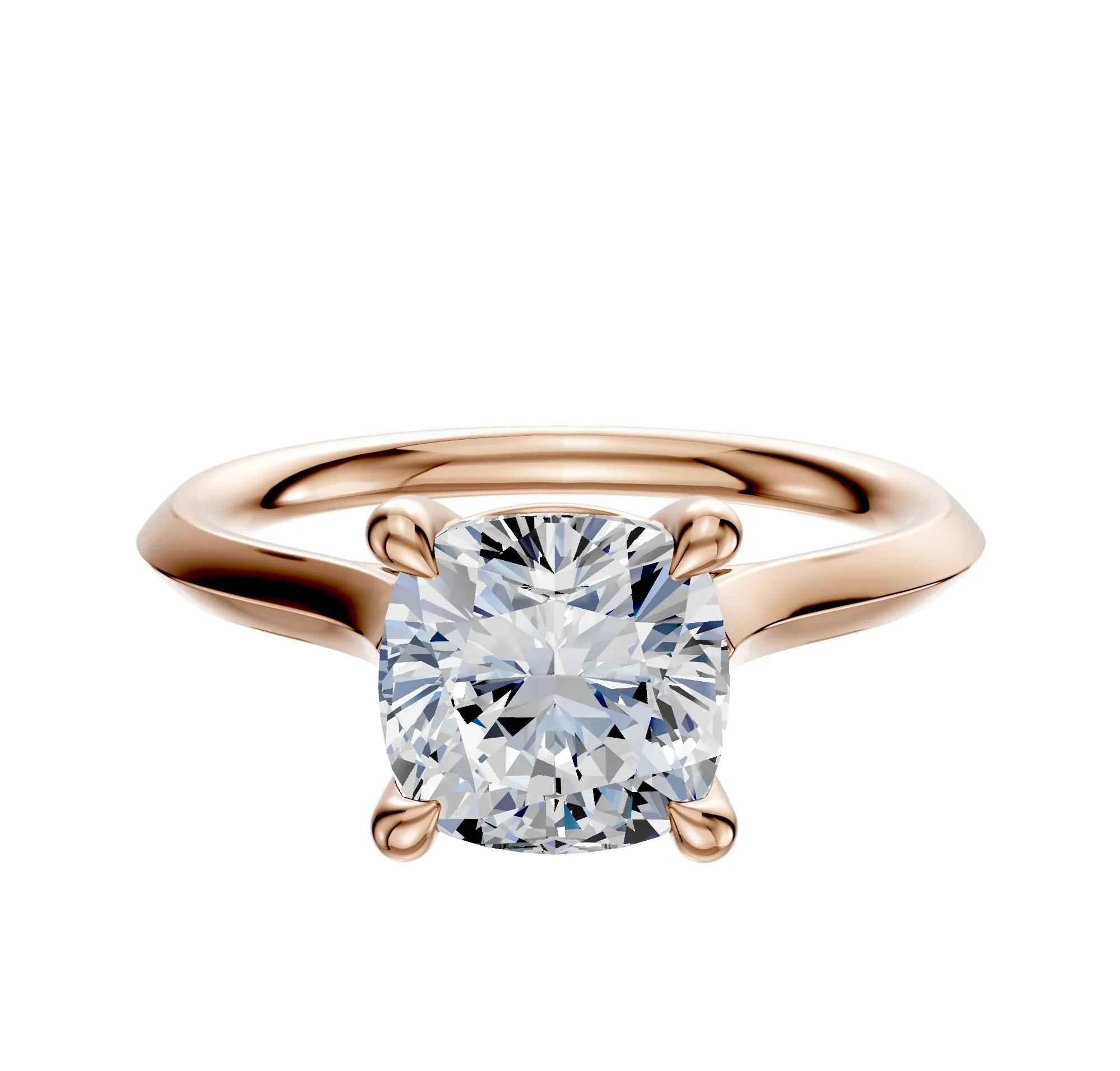 18K Rose Gold 4 Prong Basket Cathedral Knife Edge 2.0mm Engagement Ring sold by Promise By Effy