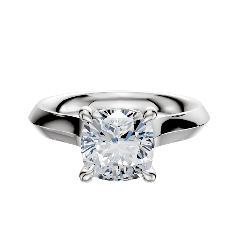 14K White Gold 4 Prong Basket Cathedral Knife Edge 3.0mm Engagement Ring sold by Promise By Effy