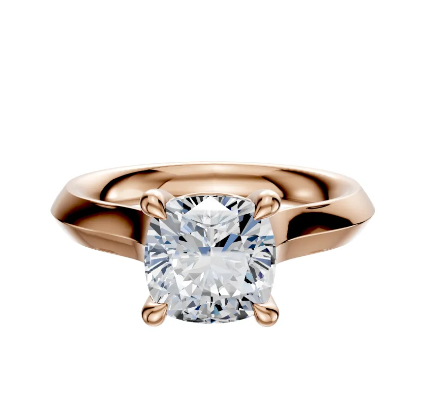 14K Rose Gold 4 Prong Basket Cathedral Knife Edge 3.0mm Engagement Ring sold by Promise By Effy