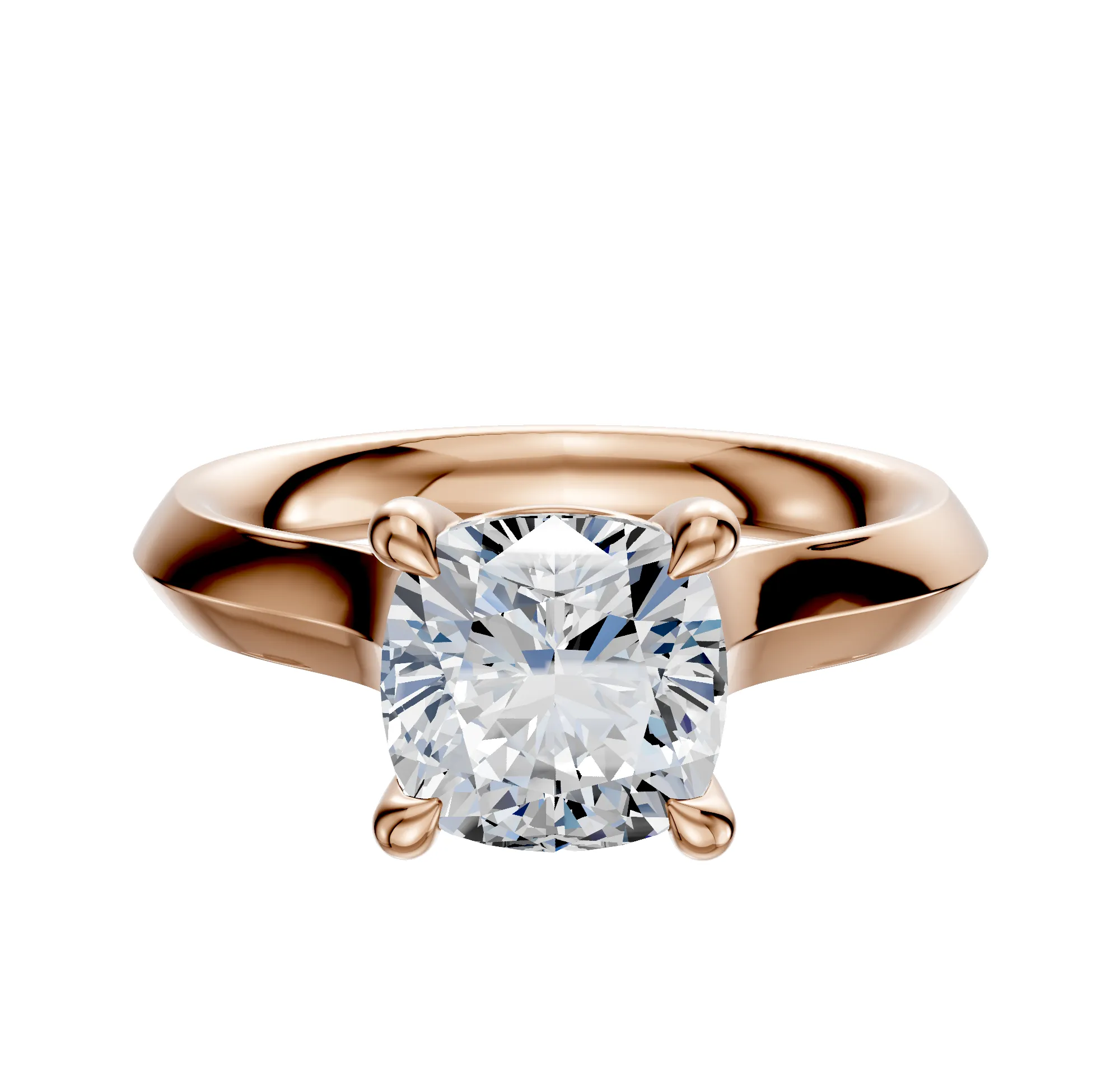 18K Rose Gold 4 Prong Basket Cathedral Knife Edge 3.0mm Engagement Ring sold by Promise By Effy