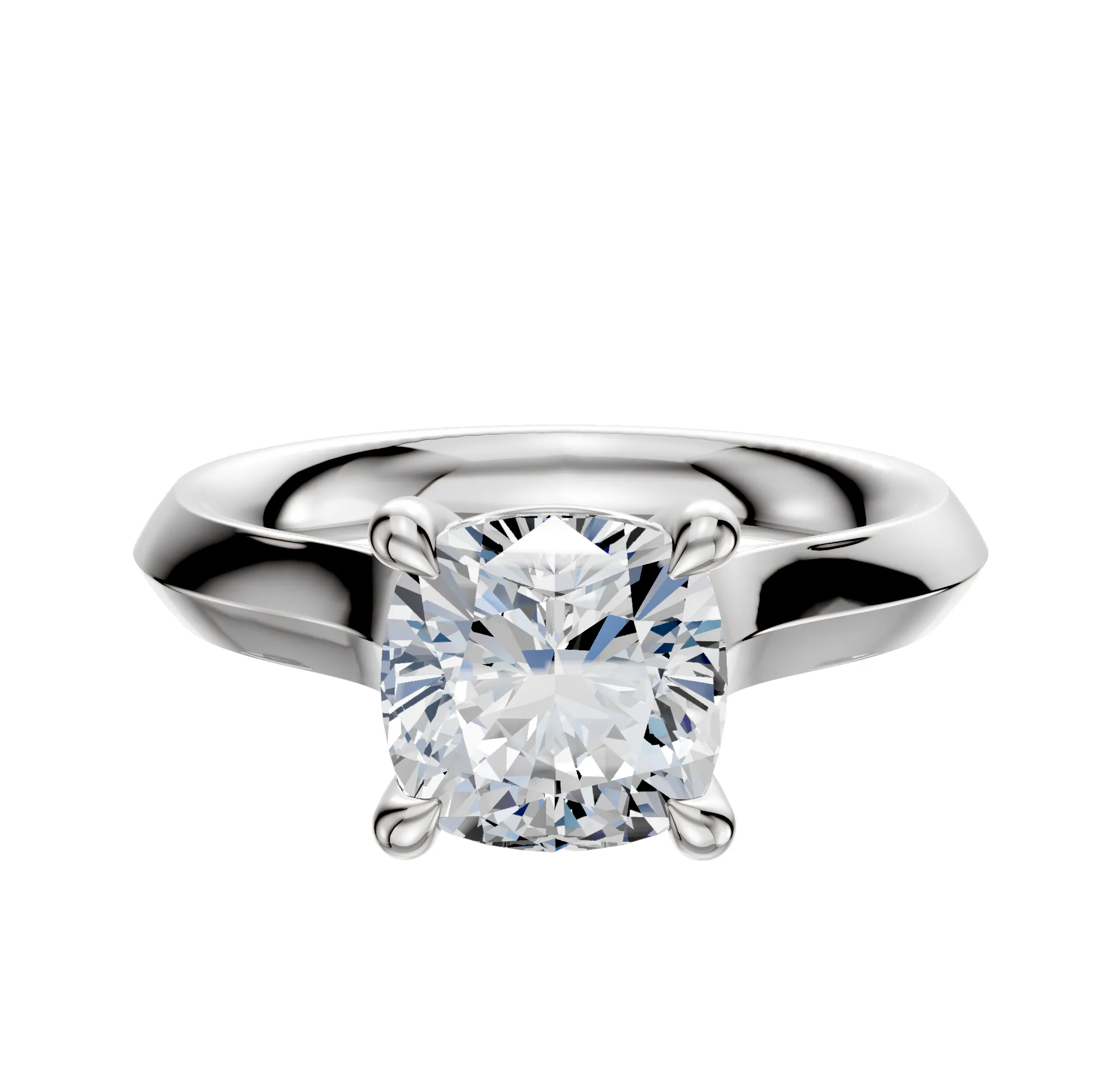 Platinum 4 Prong Basket Cathedral Knife Edge 3.0mm Engagement Ring sold by Promise By Effy