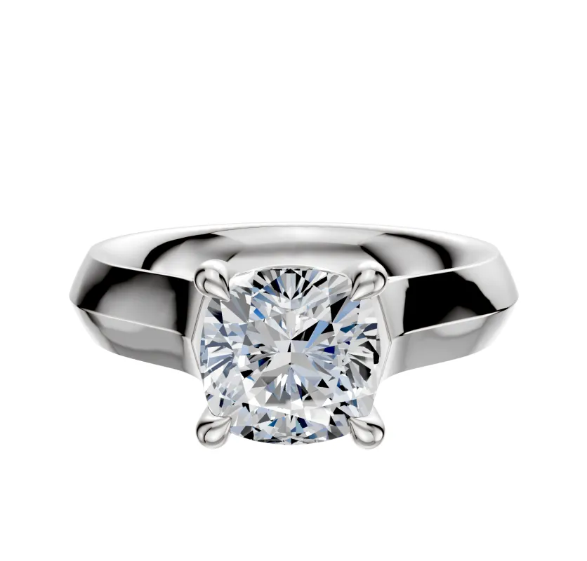 Platinum 4 Prong Basket Cathedral Knife Edge 4.0mm Engagement Ring sold by Promise By Effy