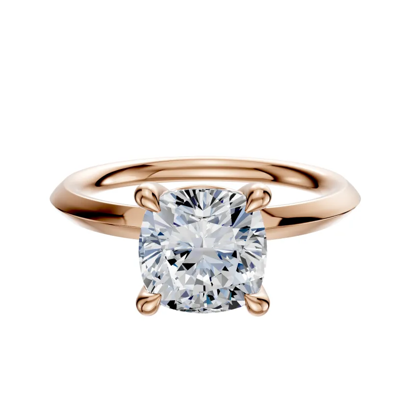 14K Rose Gold 4 Prong Basket Classic Knife Edge 2.0mm Engagement Ring sold by Promise By Effy