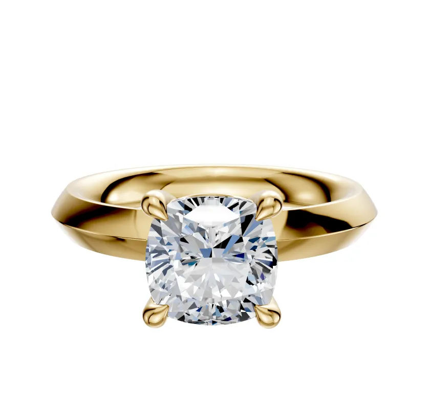 14K Yellow Gold 4 Prong Basket Classic Knife Edge 3.0mm Engagement Ring sold by Promise By Effy