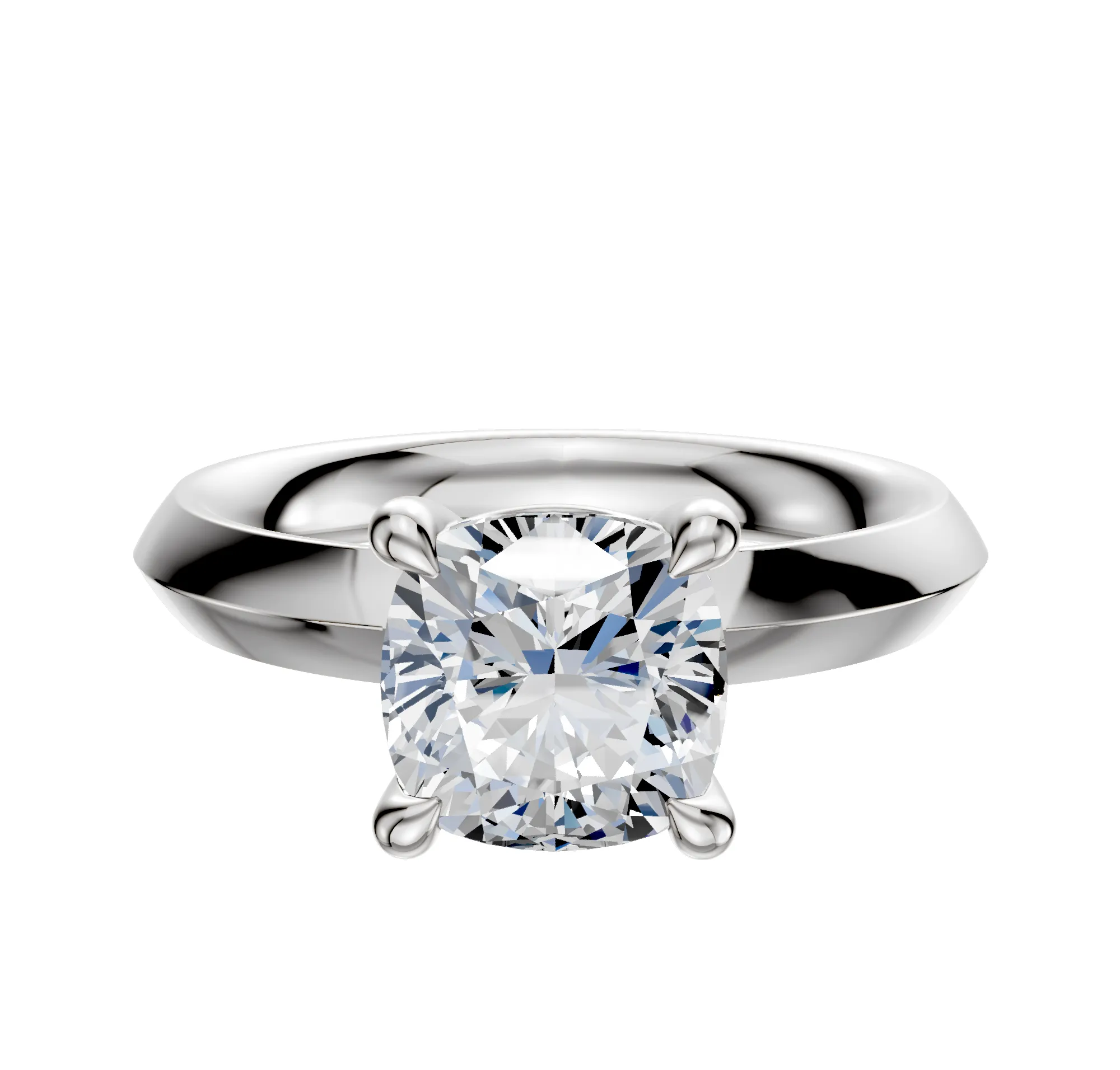 Platinum 4 Prong Basket Classic Knife Edge 3.0mm Engagement Ring sold by Promise By Effy