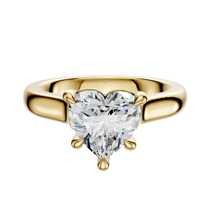 14K Yellow Gold 4 Prong Basket Cathedral Dome 3.0mm Engagement Ring sold by Promise By Effy