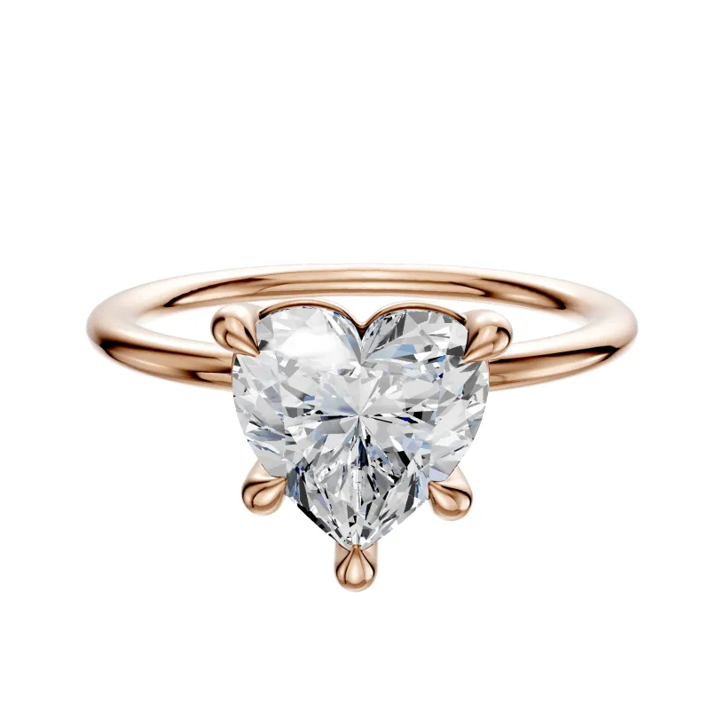 14K Rose Gold 4 Prong Basket Classic Dome 1.5mm Engagement Ring sold by Promise By Effy