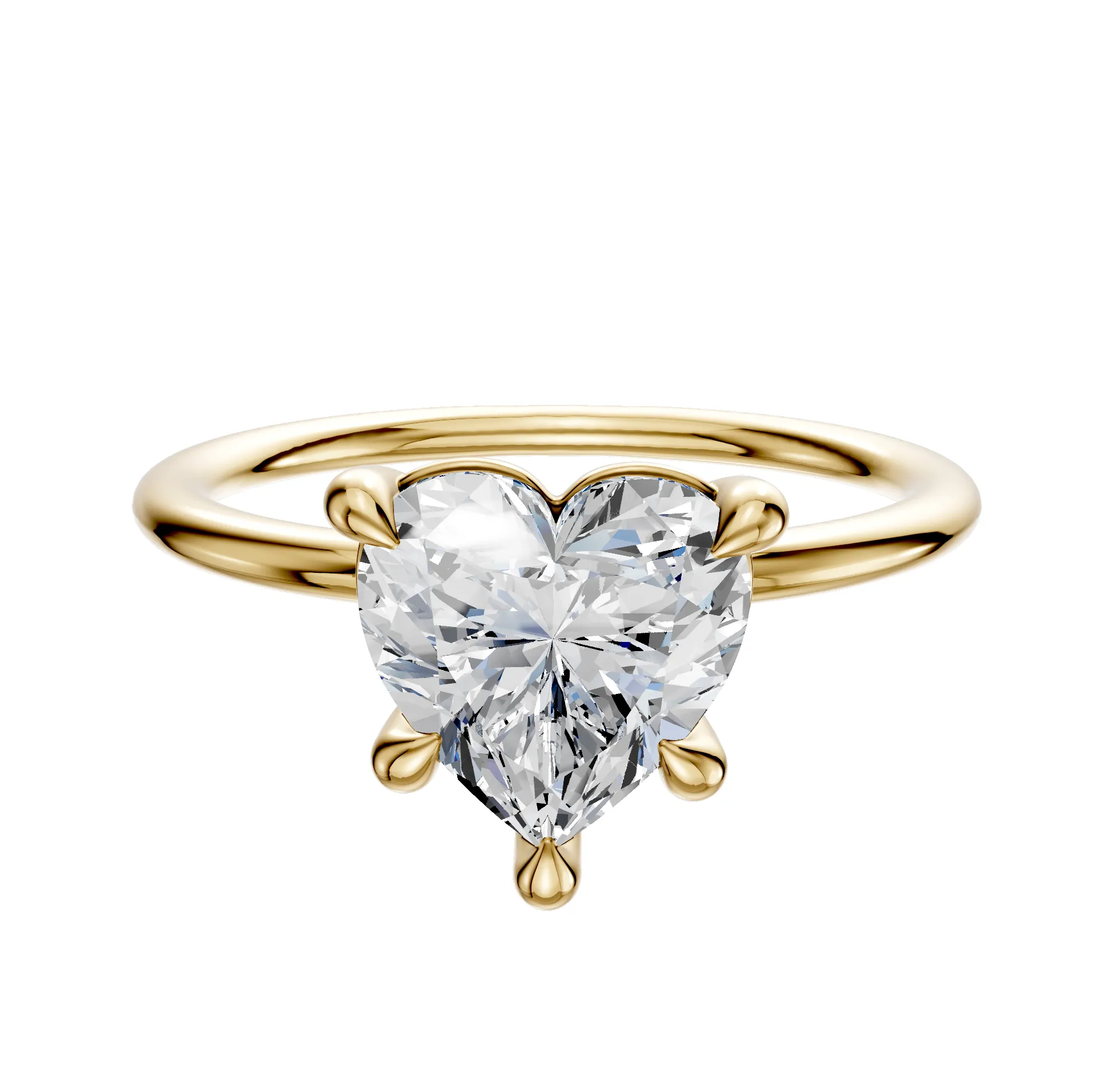 18K Yellow Gold 4 Prong Basket Classic Dome 1.5mm Engagement Ring sold by Promise By Effy