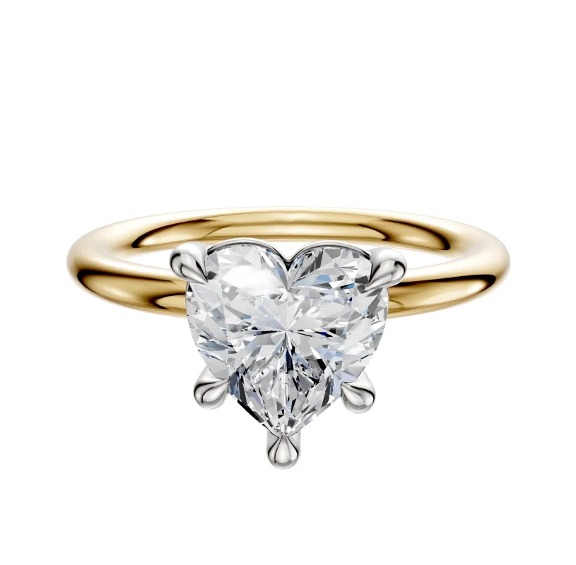 14K Two Tone 4 Prong Basket Classic Dome 2.0mm Engagement Ring sold by Promise By Effy