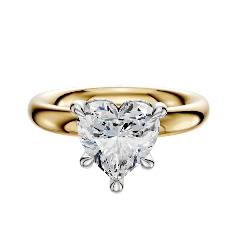 14K Two Tone 4 Prong Basket Classic Dome 3.0mm Engagement Ring sold by Promise By Effy
