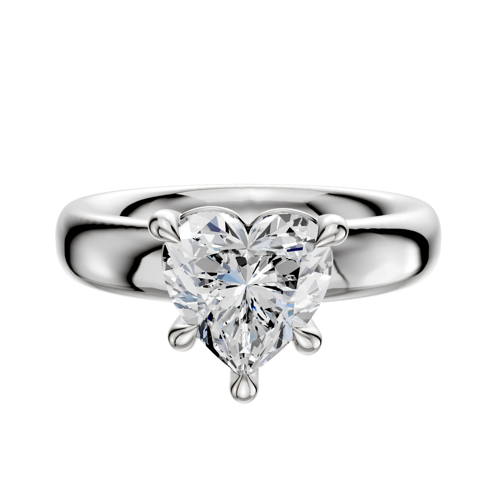 18K White Gold 4 Prong Basket Classic Dome 4.0mm Engagement Ring sold by Promise By Effy