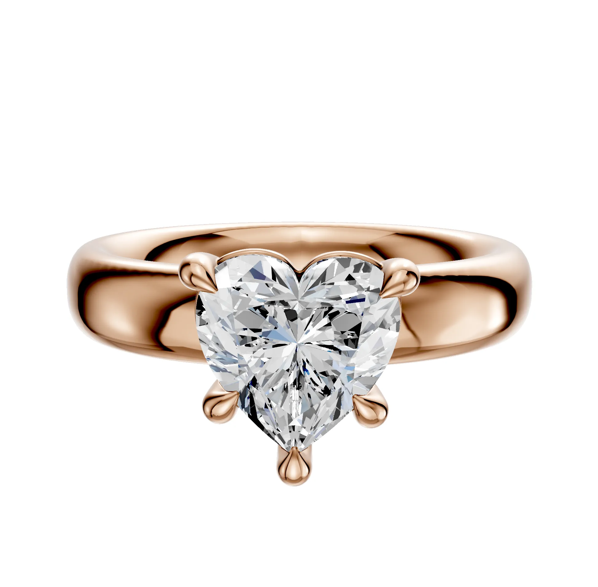 18K Rose Gold 4 Prong Basket Classic Dome 4.0mm Engagement Ring sold by Promise By Effy