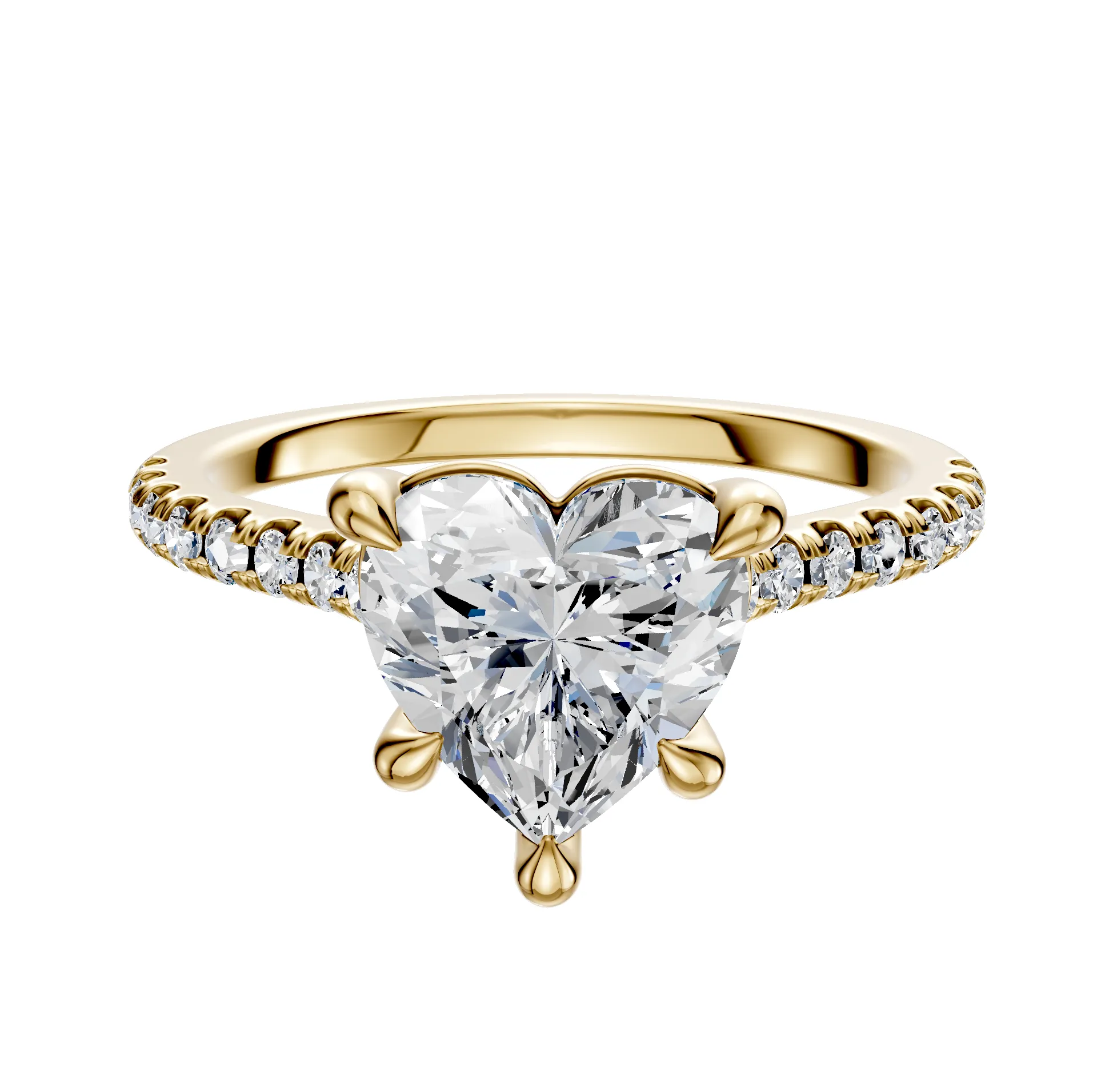 14K Yellow Gold 4 Prong Basket Cathedral Dome 1-Row-Pave 2.5mm Engagement Ring sold by Promise By Effy